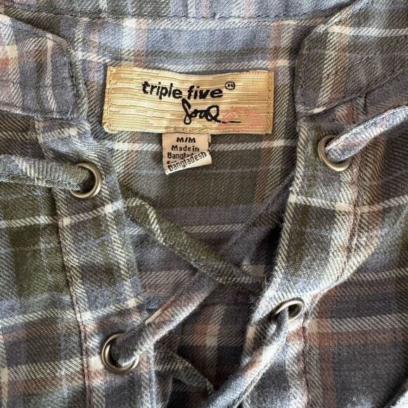 Triple Five Soul Plaid Lace Up Tunic Top - Picture 9 of 11